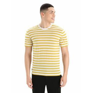 pánské triko krátký rukáv ICEBREAKER Mens Drayden SS Tee Stripe, Ecru HTHR/Silent Gold/S velikost: S