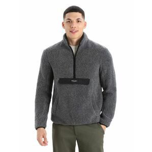 Pánské triko dlouhý rukáv ICEBREAKER Mens ICL RealFleece™ Sherpa LS Half Zip, Gritstone Heather/Black velikost: XXL