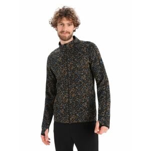 pánská mikina, zip ICEBREAKER Mens Elemental LS Zip Lichen, Black/Clove/Lazurite/Aop velikost: M