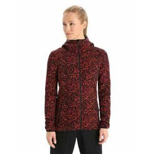 Dámská mikina ICEBREAKER Wmns Elemental LS Zip Hood Lichen, Black/Cherry/Flash/Aop velikost: S