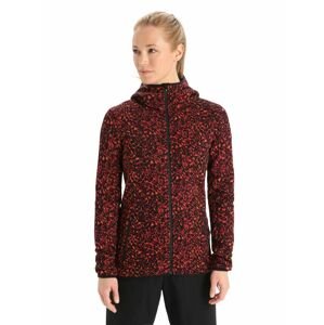 Dámská mikina ICEBREAKER Wmns Elemental LS Zip Hood Lichen, Black/Cherry/Flash/Aop velikost: XS