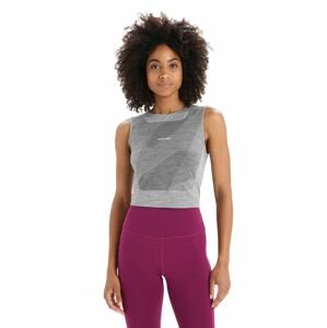 ICEBREAKER Wmns ZoneKnit™ Cropped Bra-Tank GEODETIC, Metro Heather/Black/Aop velikost: S