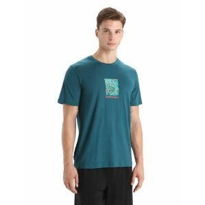 ICEBREAKER Mens Tech Lite II SS Tee Wildflower Bloom, Green Glory velikost: S