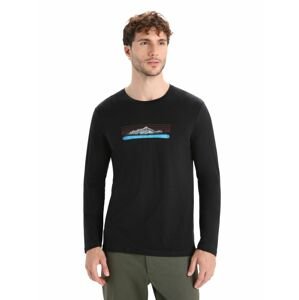 ICEBREAKER Mens Tech Lite II LS Tee Ski Fields, Black velikost: L