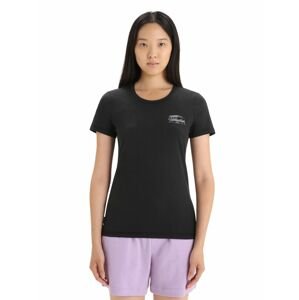 Dámské merino triko krátký rukáv ICEBREAKER Wmns Central Classic SS Tee Caravan Life, Black velikost: XL