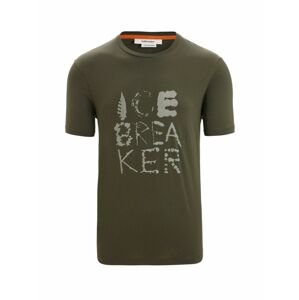 ICEBREAKER Mens Tencel Cotton SS Tee Natural Logo, Loden velikost: M