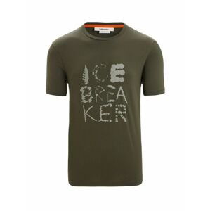 ICEBREAKER Mens Tencel Cotton SS Tee Natural Logo, Loden velikost: XL