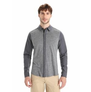 Pánská merino košile dlouhý rukáv ICEBREAKER Mens Hike LS Top, Monsoon/Gritstone Heather velikost: L