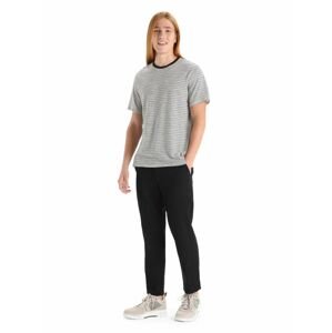 ICEBREAKER Mens Merino Linen SS Tee Stripe, Snow/Black velikost: L