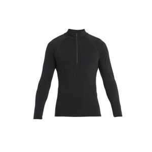 Pánské merino triko dlouhý rukáv, 1/2 zip ICEBREAKER Mens 300 MerinoFine Polar LS Half Zip, Black velikost: L