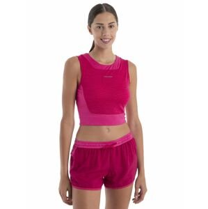 Dámské merino tílko s podprsenkou ICEBREAKER Wmns Merino 125 ZoneKnit Cropped BraTankTopo, Electron Pink/Tempo/Aop velikost: S