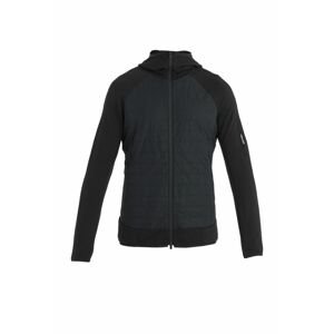 Pánská merino mikina ICEBREAKER Mens Merino Quantum Hybrid LS Zip Hoodie, Black velikost: L