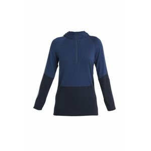 Dámské merino triko dlouhý rukáv, 1/2 zip ICEBREAKER Wmns Merino 200 Sonebula LS Half Zip Hood, Mid Nvy/Royal Nvy/Snow velikost: M