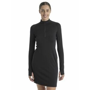 ICEBREAKER Wmns Merino 260 Granary LS Half Zip Tee Dress, Black velikost: M