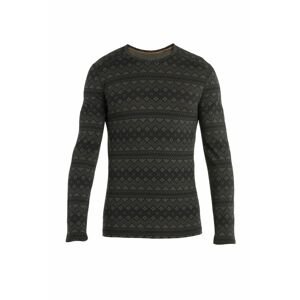 Pánské merino triko dlouhý rukáv ICEBREAKER Mens Merino 200 Oasis LS Crewe First Snow, Black/Loden/Aop velikost: M