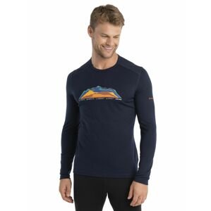 ICEBREAKER Mens Merino 200 Oasis LS Crewe 7 Mountain Tops, Midnight Navy velikost: L