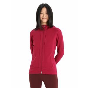 Dámská mikina s kapucí, zip ICEBREAKER Wmns Quantum III LS Zip Hoodie, Cherry/Espresso velikost: XS