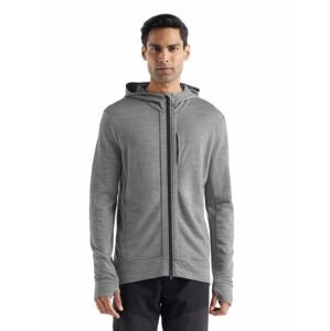 pánská merino mikina s kapucí, zip ICEBREAKER Mens Quantum III LS Zip Hoodie, Metro Heather/Black velikost: M