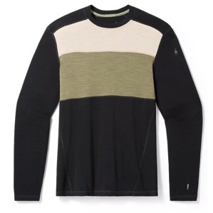 Smartwool CLASSIC THERMAL MERINO BL COLORBLOCK CREW B black-winter moss Velikost: S spodní prádlo