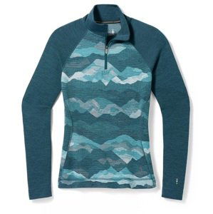 Smartwool W CLASSIC THERMAL MERINO BL 1/4 ZIP B twilight blue mtn scape Velikost: S spodní prádlo