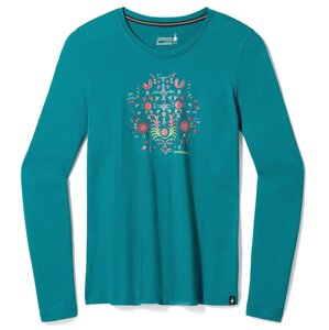 Smartwool W FLORAL TUNDRA GRAPHIC LONG SLEEVE TEE emerald green Velikost: L tričko