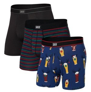 Saxx DAYTRIPPER BOXER BRIEF FLY 3PK brewdolph/gent stripe/black Velikost: L boxerky