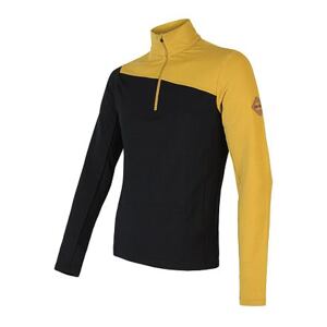 SENSOR MERINO EXTREME pánské triko dl.rukáv zip mustard/černá Velikost: S