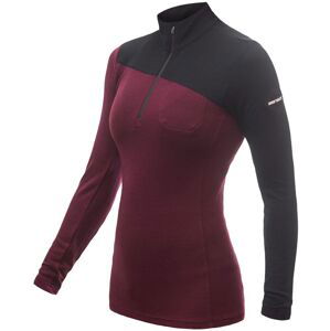 SENSOR MERINO EXTREME dámské triko dl.rukáv zip port red/černá Velikost: S