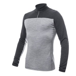 SENSOR MERINO BOLD pánské triko dl.rukáv zip cool gray/anthracite Velikost: M pánské tričko s dlouhým rukávem