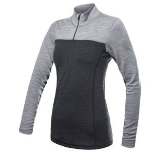 SENSOR MERINO BOLD dámské triko dl.rukáv zip anthracite/cool gray Velikost: S dámské tričko s dlouhým rukávem