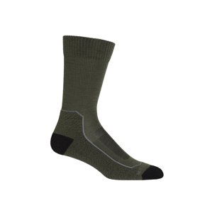 Pánské merino ponožky ICEBREAKER Mens Hike+ Light Crew, Loden/Blk/Gritstone Heather velikost: 47-49 (XL)