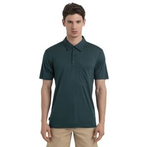 Pánské merino polo triko ICEBREAKER Mens Drayden SS Polo, Fathom Green velikost: S