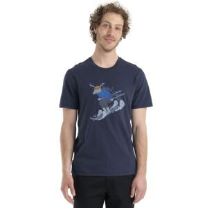 ICEBREAKER Mens Merino Central Classic SS Tee Ski Rider, Midnight Navy velikost: L