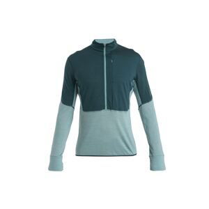 Pánská merino mikina, 1/2 zip ICEBREAKER Mens Merino 200 Realfleece™ Descender LS Half Zip, Fathom Green/Cloud Ray/Cb velikost: L