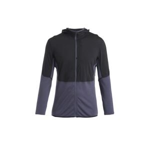 Pánská merino mikina s kapucí, zip ICEBREAKER Mens Merino 200 Realfleece™ Descender LS Zip Hoodie, Black/Graphite/Cb velikost: M