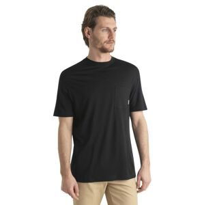 Pánské merino triko dlouhý rukáv ICEBREAKER Mens Merino 150 Tech Lite III LS Relaxed Pocket Tee, Black velikost: L