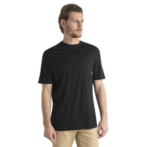 Pánské merino triko dlouhý rukáv ICEBREAKER Mens Merino 150 Tech Lite III LS Relaxed Pocket Tee, Black velikost: M