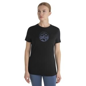 Dámské merino triko krátký rukáv ICEBREAKER Wmns Merino 150 Tech Lite III SS Tee Camping Circle, Black velikost: M