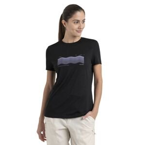 Dámské merino triko krátký rukáv ICEBREAKER Wmns Merino 150 Tech Lite III SS Tee Contour Waves, Black velikost: M