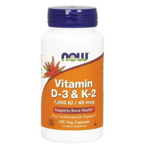 Now Foods Vitamin D3 a K2 120 kapslí