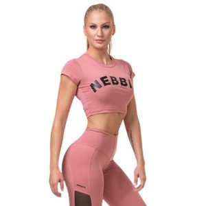 Nebbia Sporty Hero crop top s krátkým rukávem 584 old rose - M