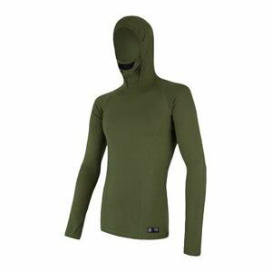 SENSOR MERINO DF pánské triko dl.rukáv s kapucí safari green Velikost: XXL