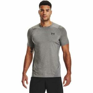 Under Armour Pánské triko HG Armour Fitted SS carbon heather S, Tmavě, šedá