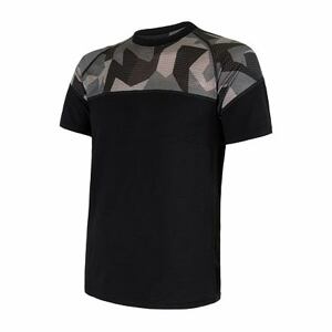 SENSOR MERINO IMPRESS pánské triko kr.rukáv černá/camo Velikost: L