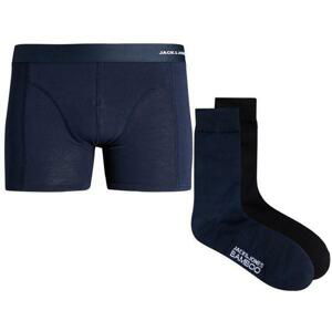 Jack&Jones Pánská sada - boxerky a ponožky JACBAMBOO 12198875 Navy Blazer S, 37 - 39