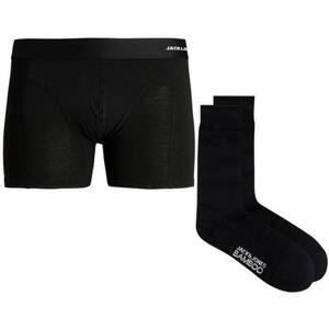 Jack&Jones Pánská sada - boxerky a ponožky JACBAMBOO 12198875 Black S, 37 - 39