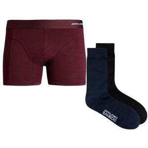 Jack&Jones Pánská sada - boxerky a ponožky JACBAMBOO 12198875 Port Royale S, 37 - 39