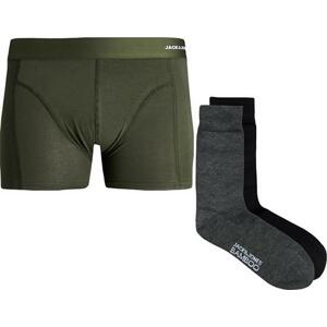 Jack&Jones Pánská sada - boxerky a ponožky JACBAMBOO 12198875 Forest Night S, 37 - 39