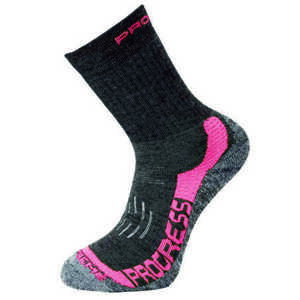 PROGRESS X-TREME zimní turistické ponožky s Merinem 43-47 tm.šedá/růžová