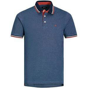 Jack&Jones PLUS Pánské polo triko Slim Fit JJEPAULOS 12143859 Denim Blue 5XL